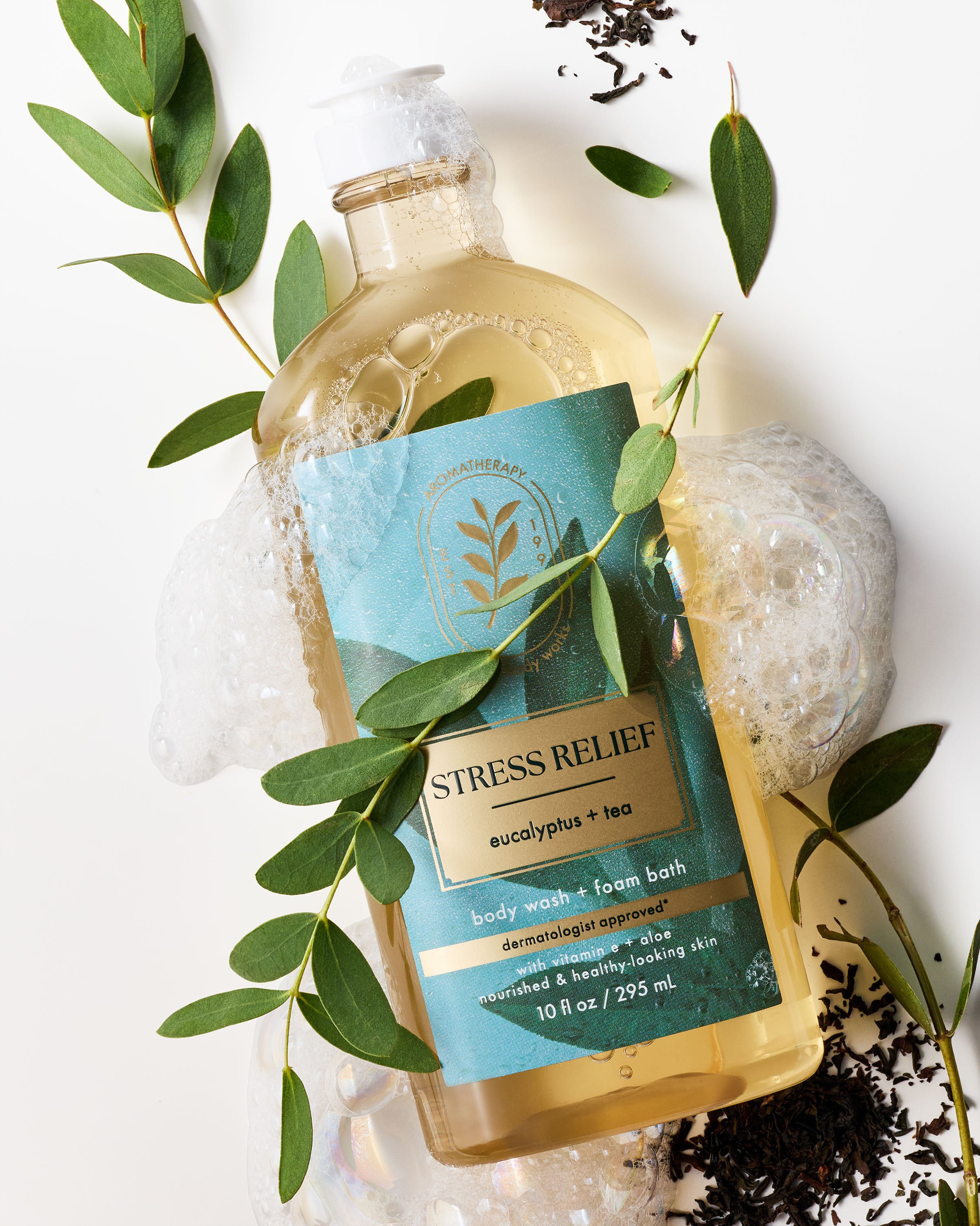 Stress Relief: Eucalyptus + Tea Body Wash & Foam Bath - Image 4